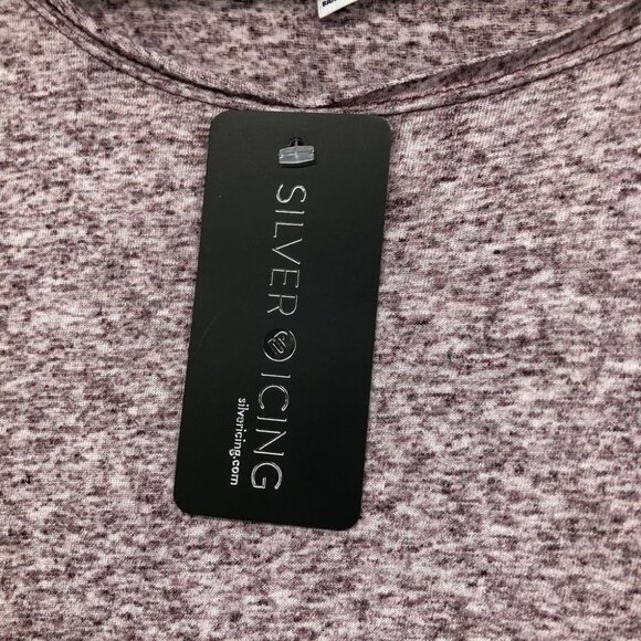 Silver Icing Jacqueline de  Yong Purple marled frilled cap sleeve NWT tee small - Picture 9 of 14